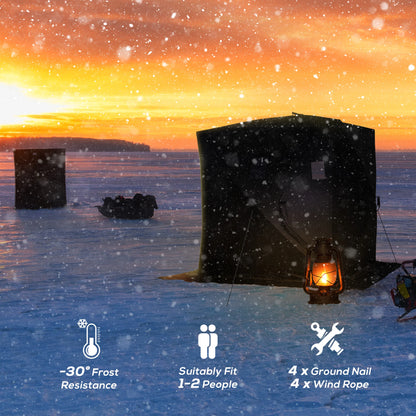 2 Person Ice Fishing Tent, Shelter with Carry Bag, Black Ice Fishing Tents at Gallery Canada