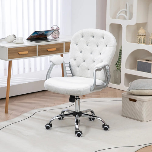 Office Chair, Adjustable Height, Tufted Back, White