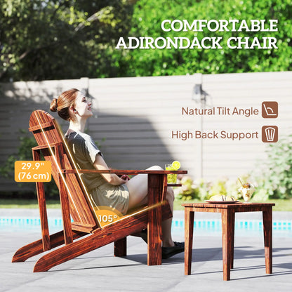 Classic Adirondack Chair, Garden Deck Chair with Cup Holder, Brown Patio Chairs at Gallery Canada