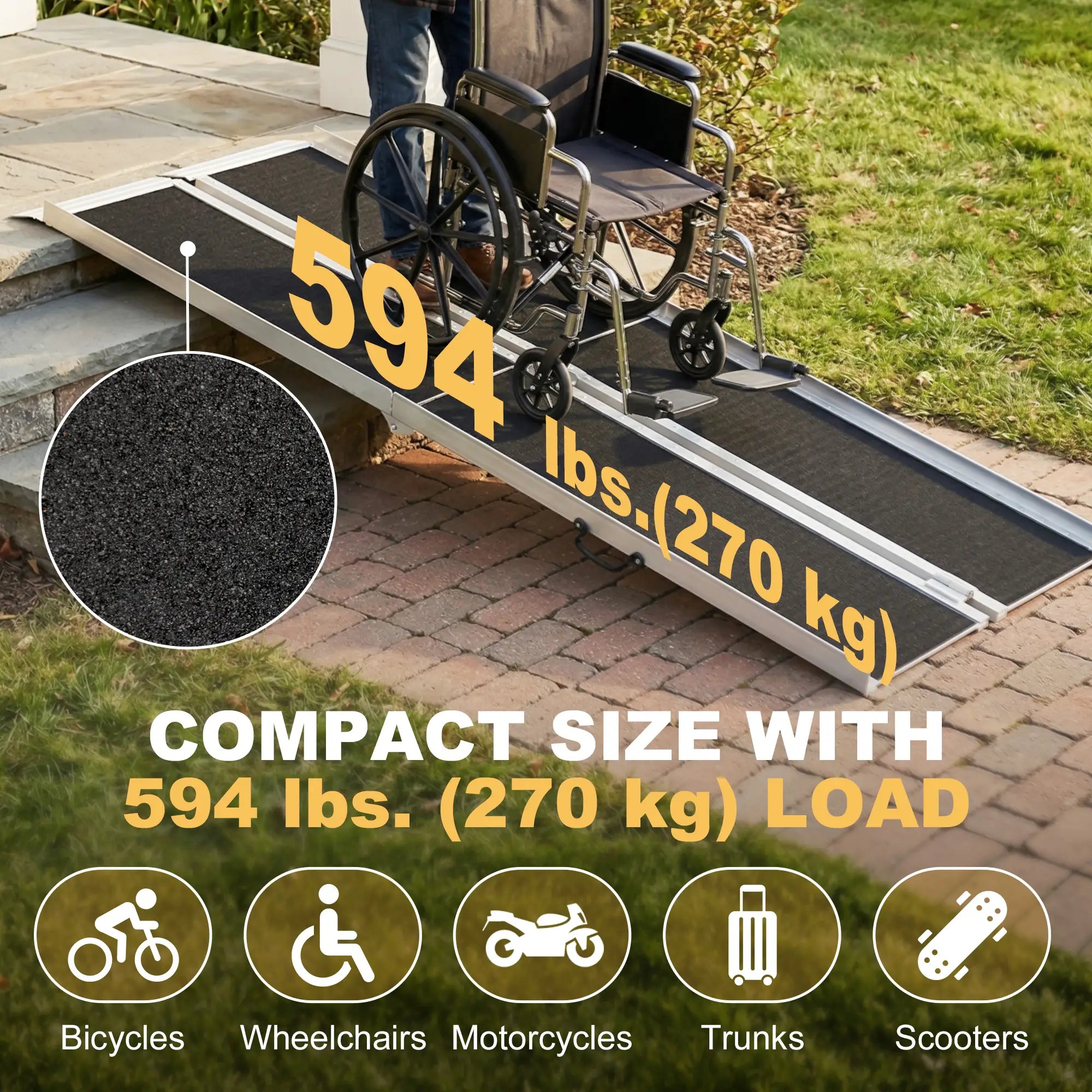 10ft Foldable Wheelchair Ramp, Non-Skid, Portable Aluminium Knee Walker & Wheelchair Ramps at Gallery Canada