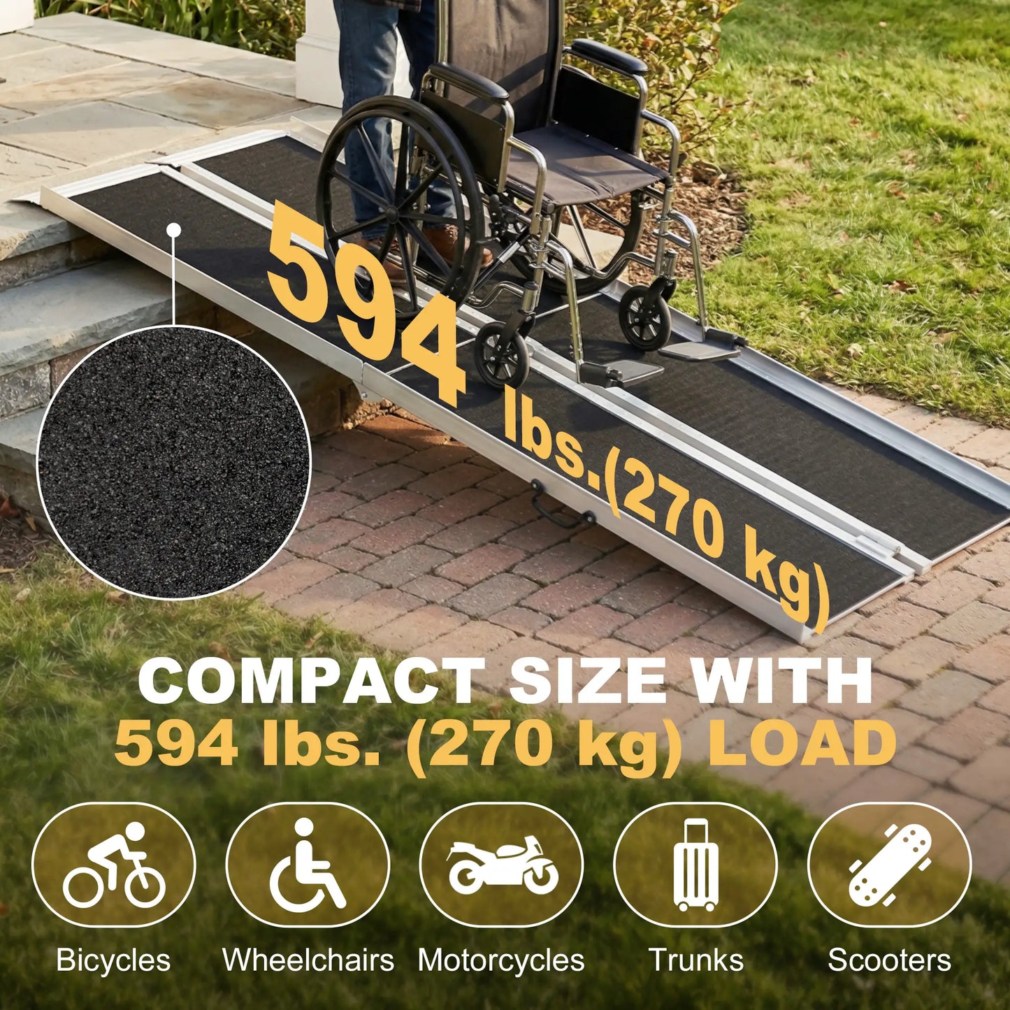 10ft Foldable Wheelchair Ramp, Non-Skid, Portable Aluminium Knee Walker & Wheelchair Ramps at Gallery Canada