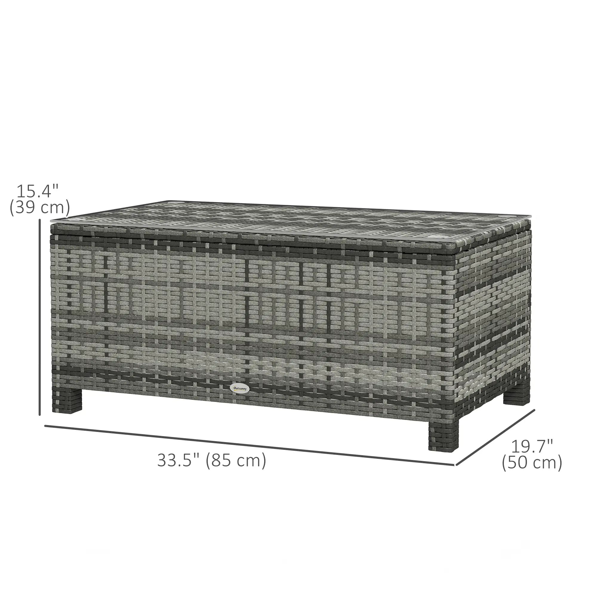 Rattan Wicker Coffee Table with Glass Top Outdoor Garden Patio Furniture Brown Tempered Patio Dinning Tables at Gallery Canada