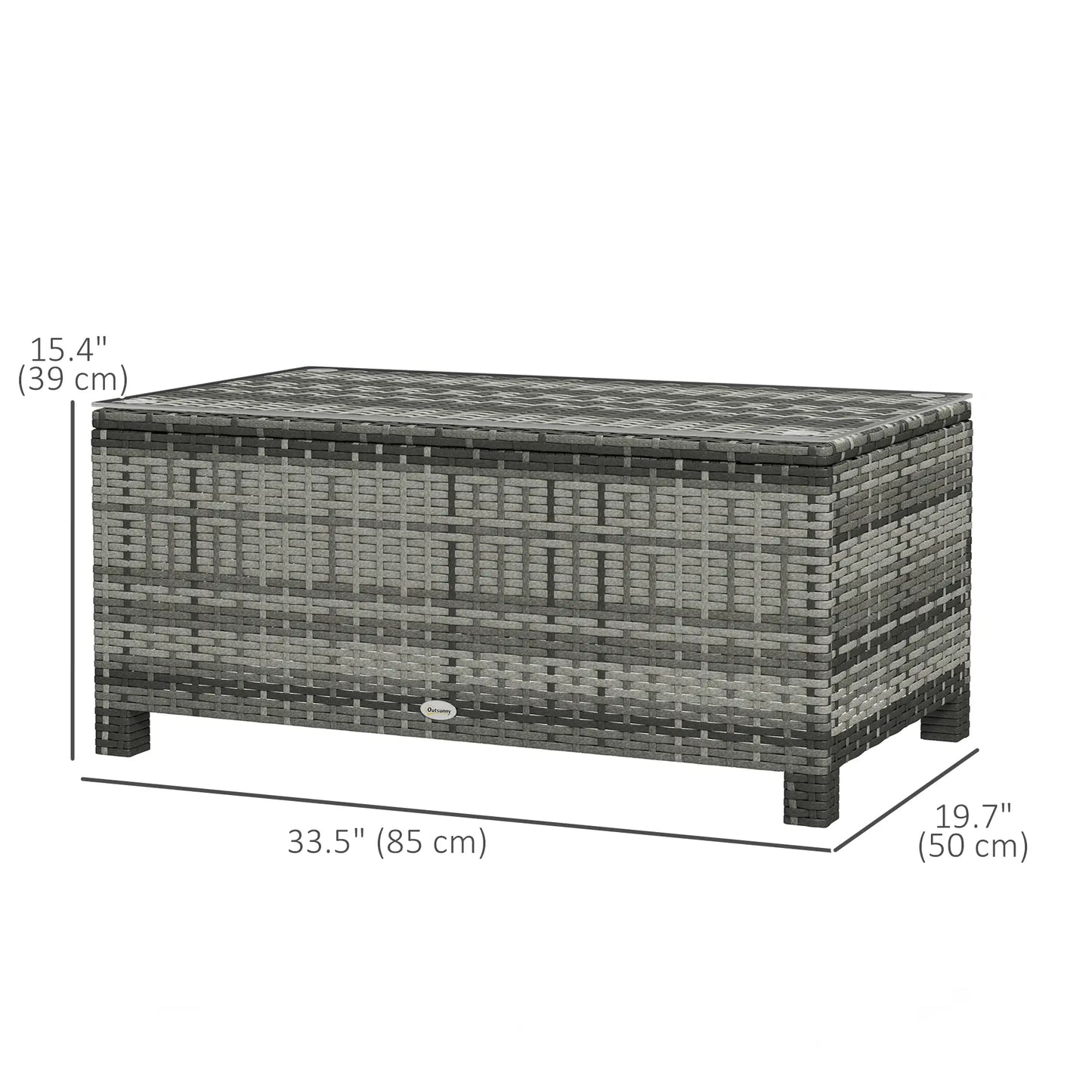 Rattan Wicker Coffee Table with Glass Top Outdoor Garden Patio Furniture Brown Tempered Patio Dinning Tables at Gallery Canada