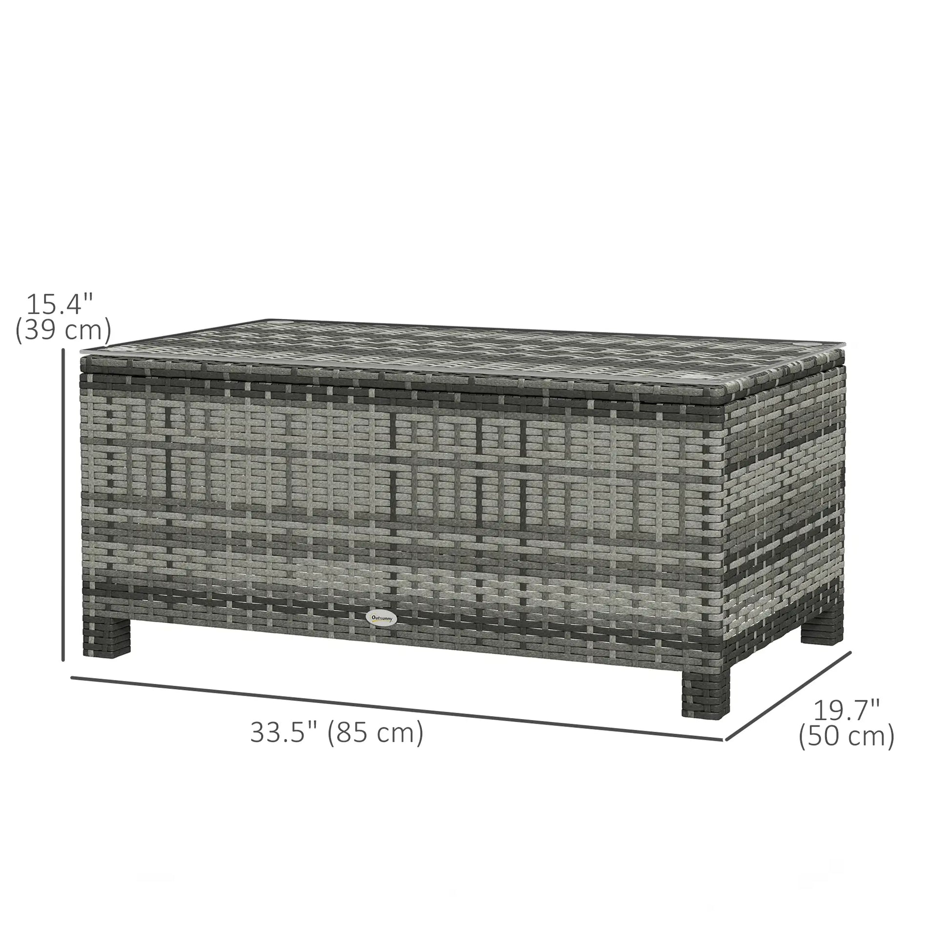 Rattan Wicker Coffee Table with Glass Top Outdoor Garden Patio Furniture Brown Tempered Patio Dinning Tables at Gallery Canada