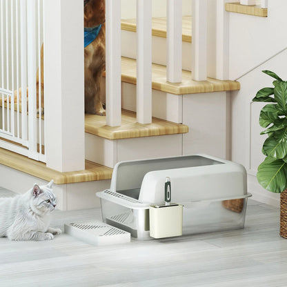 Stainless Steel Cat Litter Box, High Sided, Metal Scoop Holder, Easy Clean Cat Litter Box Enclosures at Gallery Canada