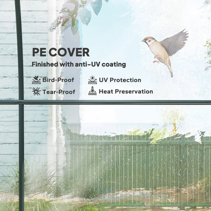 Polytunnel Greenhouse, Roll-Up Door, Mesh Window, 3 x 2 x 2 m, Clear