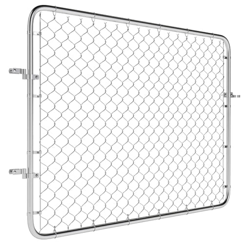 Galvanized Steel Garden Gate, Chain Link Fence Door, 47.2 x 70.9 in., Silver