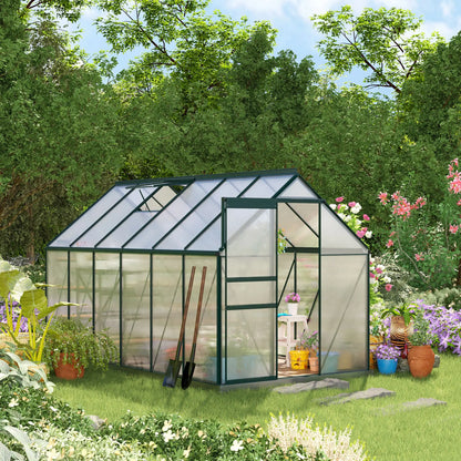 6' x 12' x 6.5' Polycarbonate Greenhouse, Walk-in, Adjustable Roof Vent, Green Walk In Greenhouses at Gallery Canada