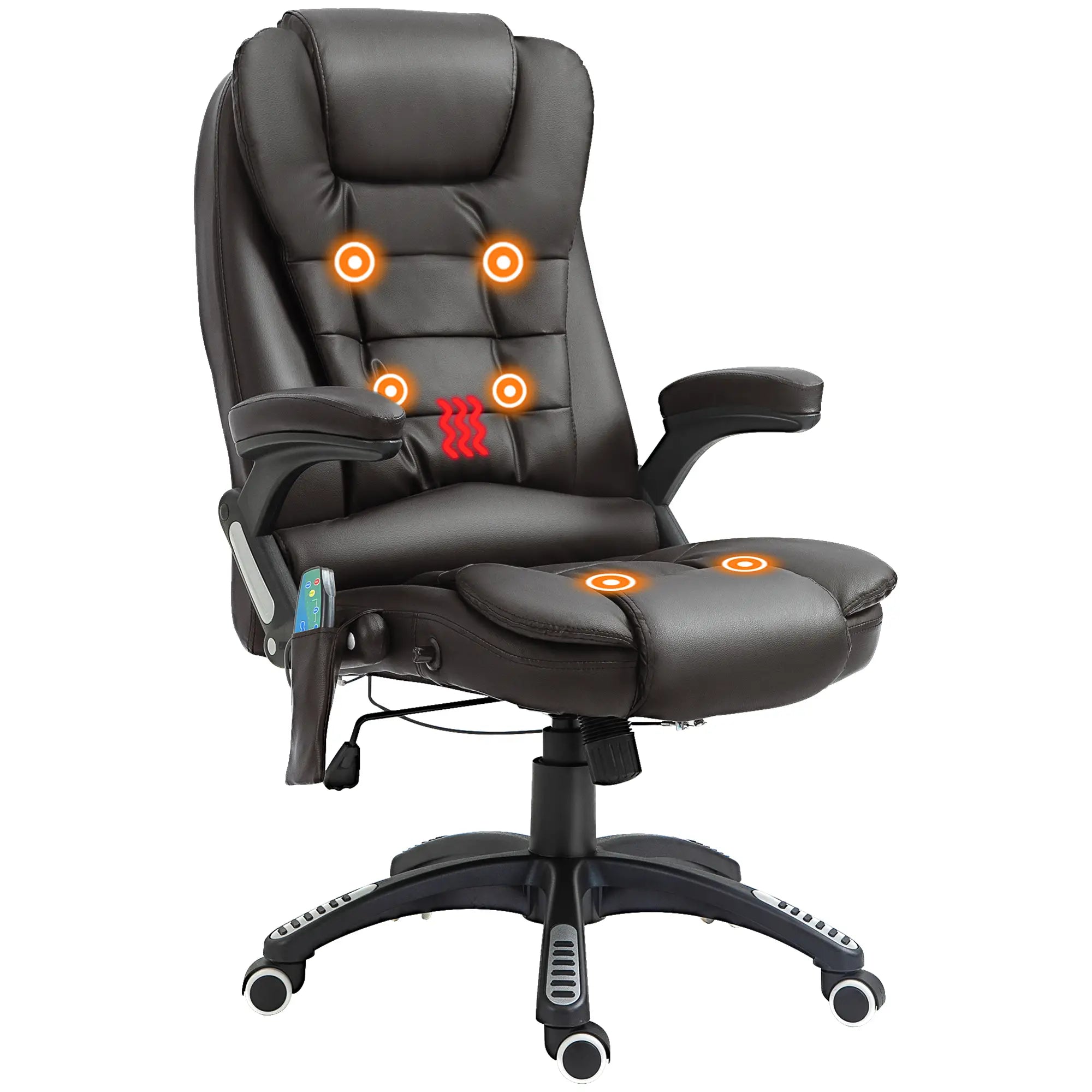 Heated Ergonomic Massage Swivel Office Chair, High Back Faux Leather, Brown Massage Chairs Options at Gallery Canada