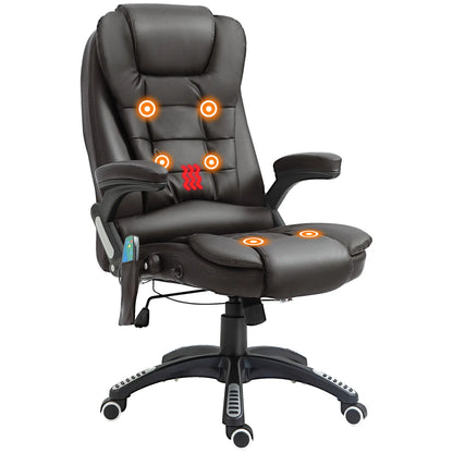 Heated Ergonomic Massage Swivel Office Chair, High Back Faux Leather, Brown Massage Chairs Options at Gallery Canada