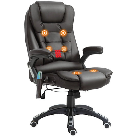Heated Ergonomic Massage Swivel Office Chair, High Back Faux Leather, Brown Massage Chairs Options at Gallery Canada
