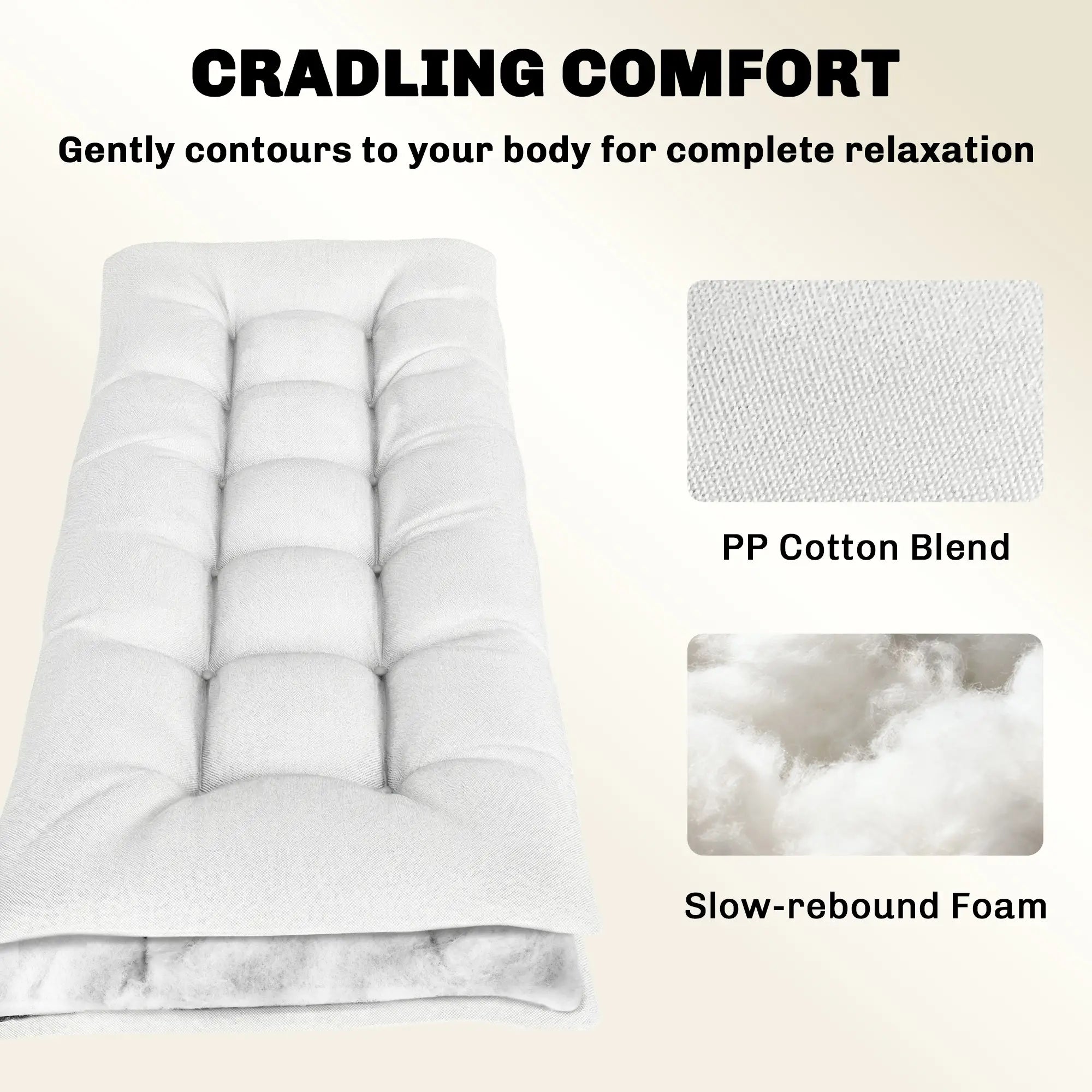 Patio Lounge Chair Cushion, UV50+ With Straps, 78 x 25.6 inch, Cream White Patio Chair Cushions at Gallery Canada