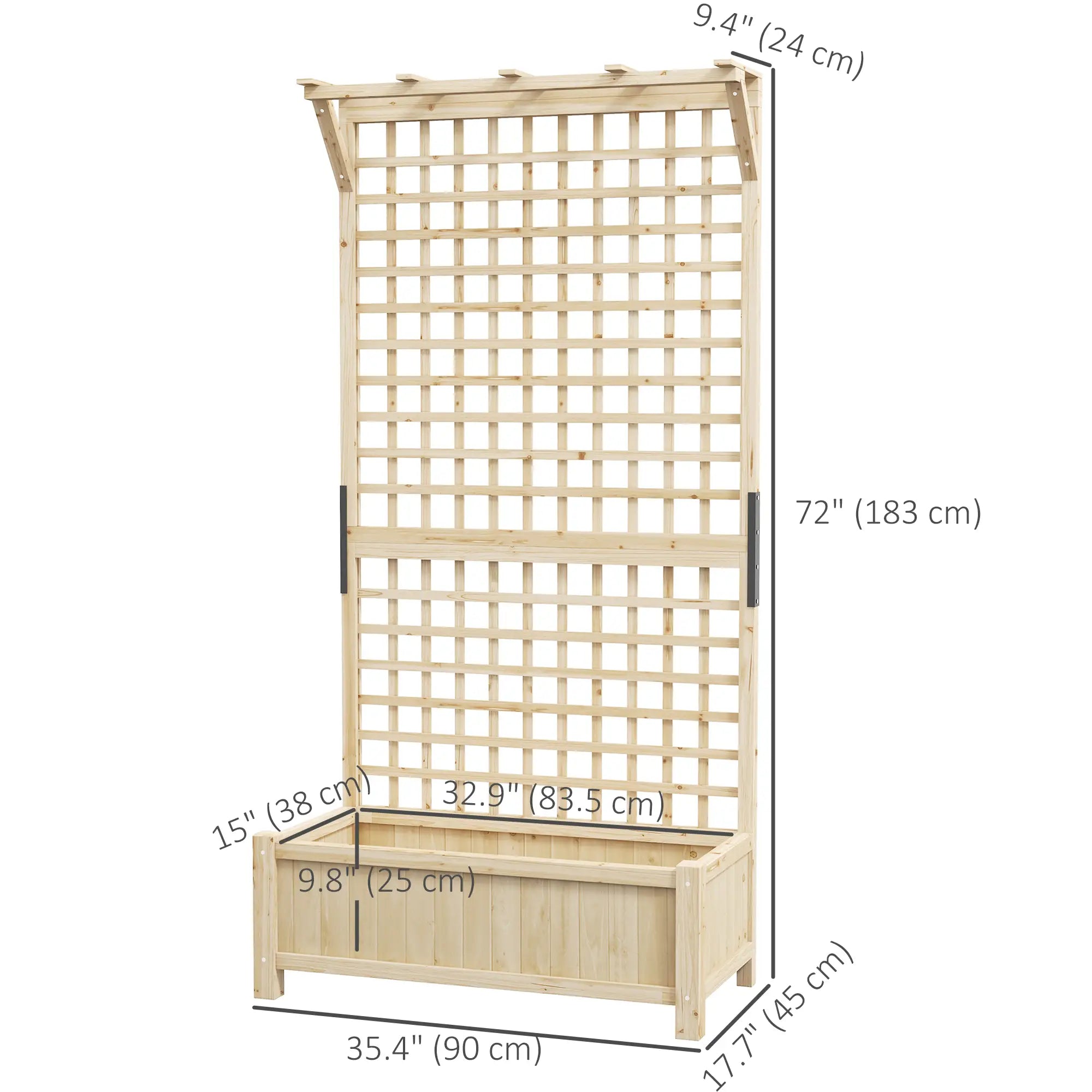 Wood Planter with Trellis, Raised Garden Bed, Privacy Screen, Natural Wood Raised Garden Beds at Gallery Canada