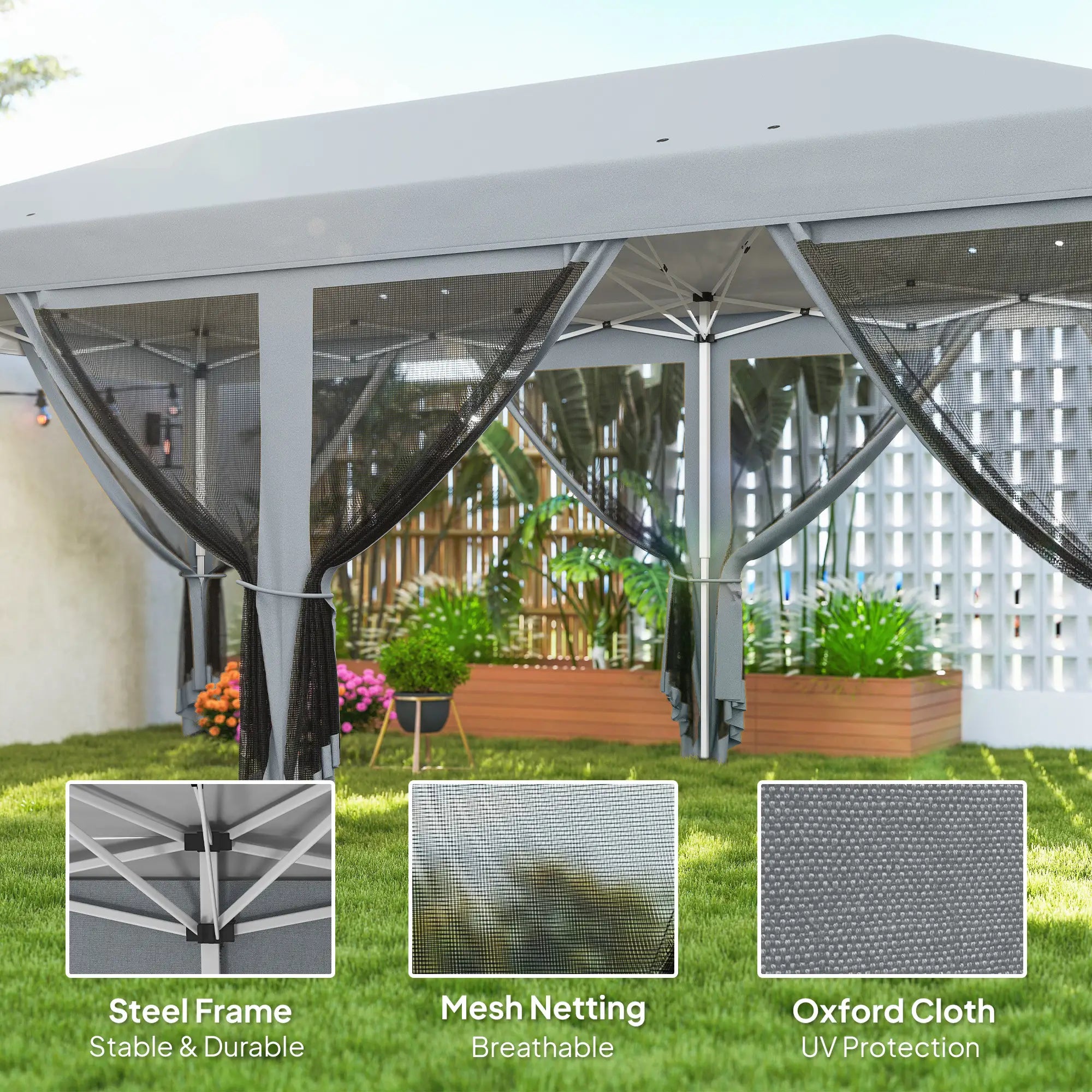 10' x 20' Pop Up Canopy Tent Gazebo, Removable Mesh Sidewall, Carry Bag, Grey Pop Up Canopies at Gallery Canada