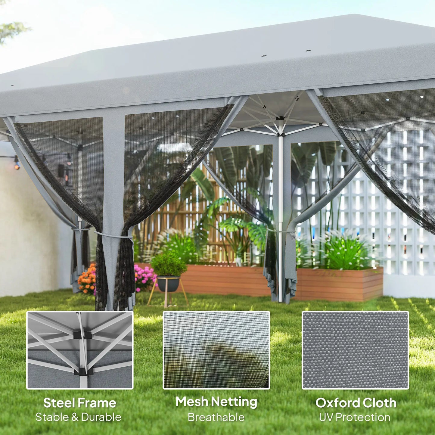 10' x 20' Pop Up Canopy Tent Gazebo, Removable Mesh Sidewall, Carry Bag, Grey Pop Up Canopies at Gallery Canada