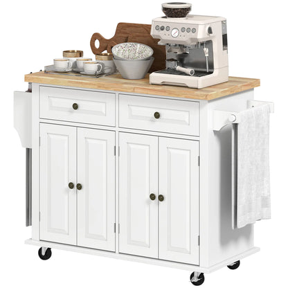 Kitchen Island with Storage, Rolling Trolley Cart with Rubber Wood Top, Spice Rack, Towel Rack, Grey Kitchen Islands & Kitchen Carts at Gallery Canada