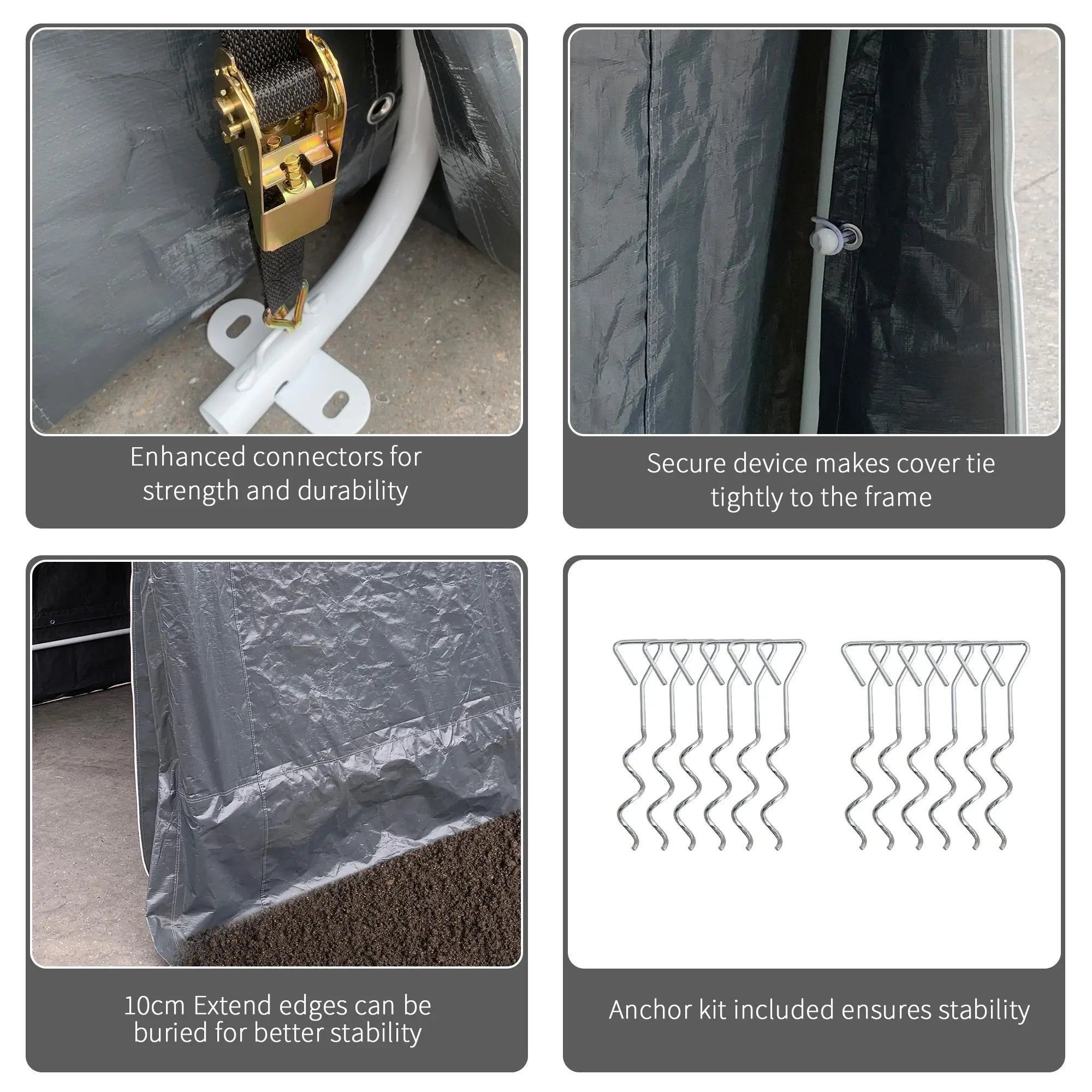 9.2' x 7.9' Garden Storage Tent, Metal Frame, Double Zipper Doors, Dark Grey Car Shelters at Gallery Canada
