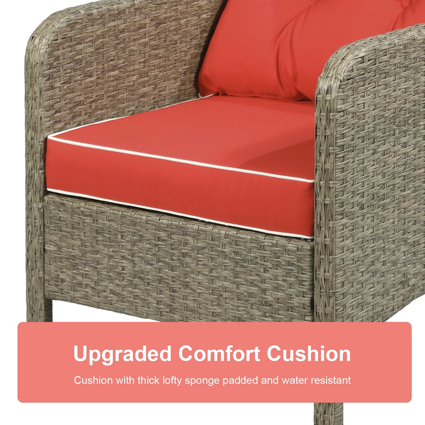 5 Pc Wicker Patio Sofa Set, Red, with Cushions & Glass Table Patio Furniture Sets at Gallery Canada