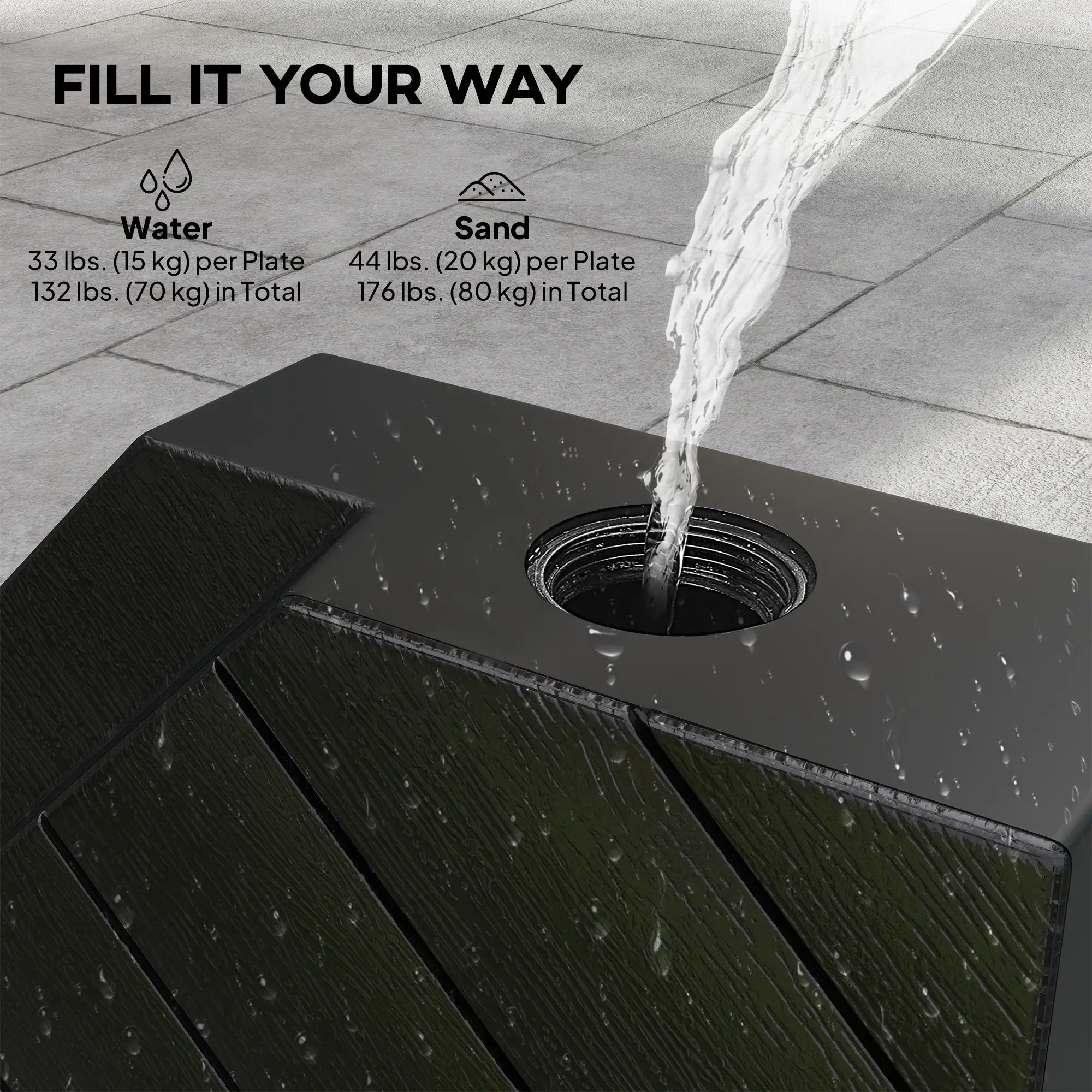 Offset Umbrella Base, 132 lb. Water or 176 lb. Sand Capacity, Black Umbrella Bases at Gallery Canada