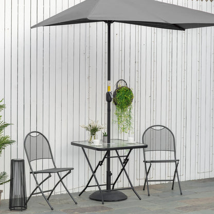 30" Square Outdoor Dining Table, Foldable, Water-Grain Glass Top, Black Patio Side Tables at Gallery Canada