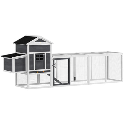 Extra Large Chicken Coop, 117", Asphalt Roof, Slide-out Tray, Nesting Box, Grey Chicken Coops Grey, White at Gallery Canada