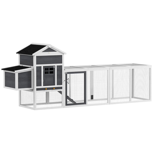 Extra Large Chicken Coop, 117", Asphalt Roof, Slide-out Tray, Nesting Box, Grey Chicken Coops Grey, White at Gallery Canada