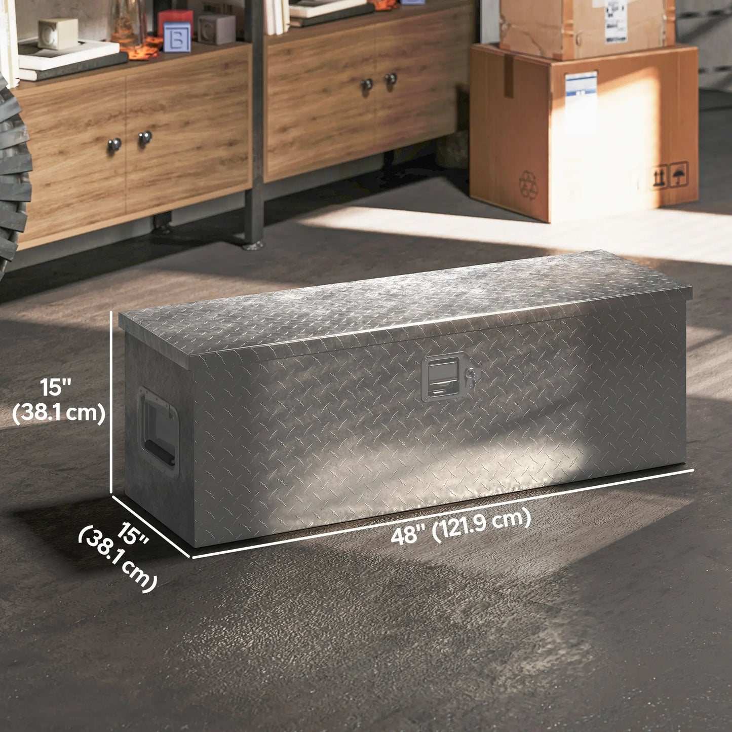 48 Inch Truck Bed Tool Box, Heavy Duty Aluminum Diamond Plate Trailer Tongue Box Tool Organizers at Gallery Canada