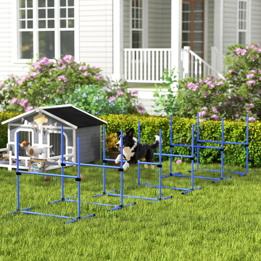 Set of 6 Dog Agility Training Jump Bars, Adjustable, Blue Dog Agility Training Equipment Blue at Gallery Canada