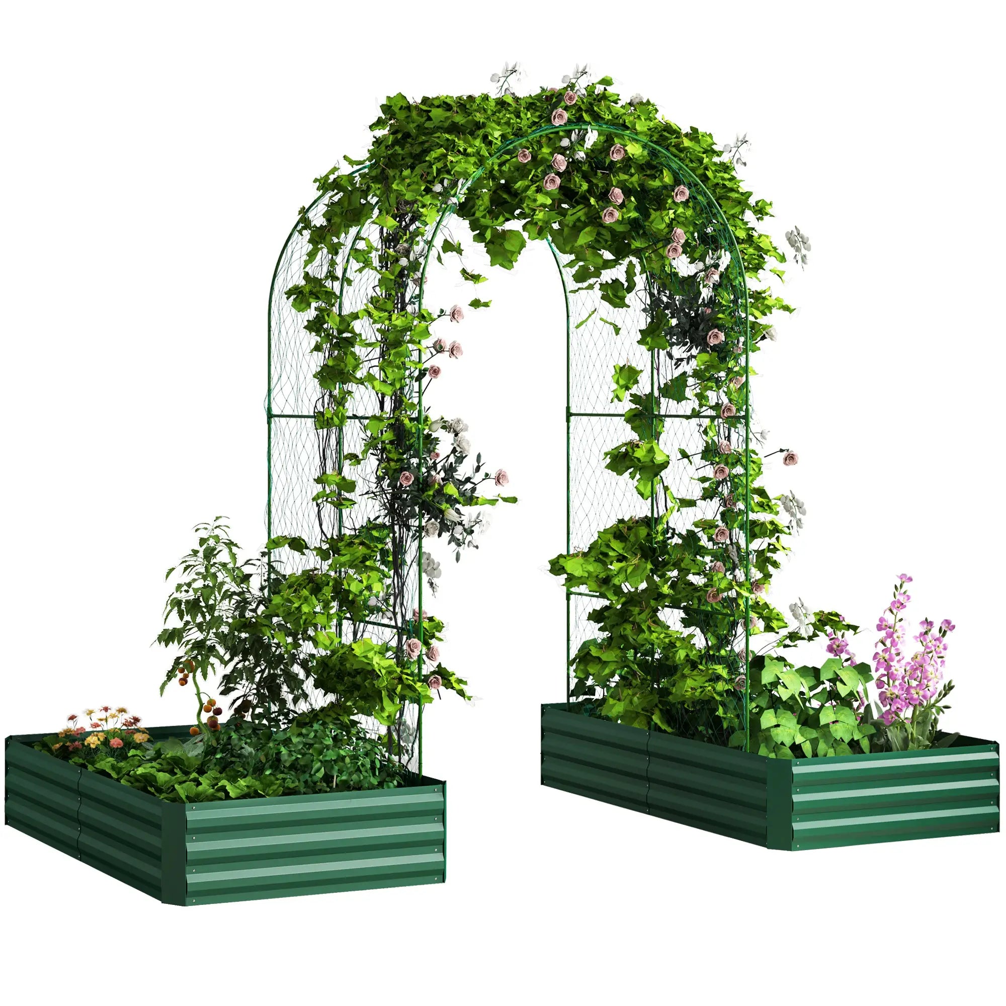 Metal Raised Garden Bed with Trellis, Galvanized Outdoor Garden Box Raised Garden Beds at Gallery Canada