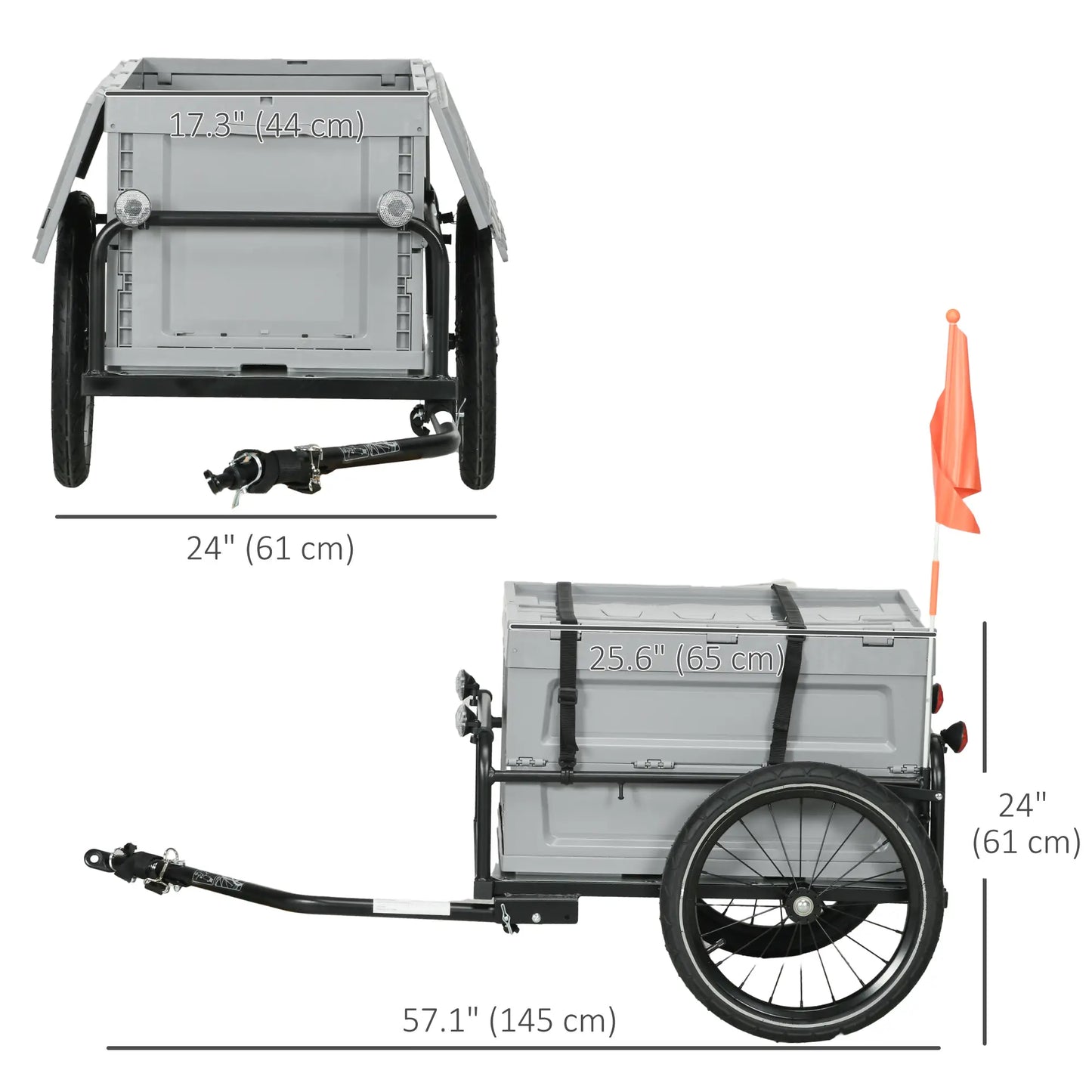 Steel Bike Trailer, Bicycle Cargo with Storage Box, Reflectors, Max Load 88LBS Bike Cargo Trailers at Gallery Canada