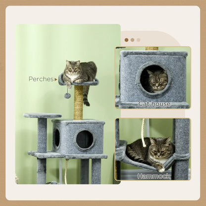 54" Cat Tree for Large Cats, Hammock, Scratching Post, Condo, Grey Cat Towers at Gallery Canada