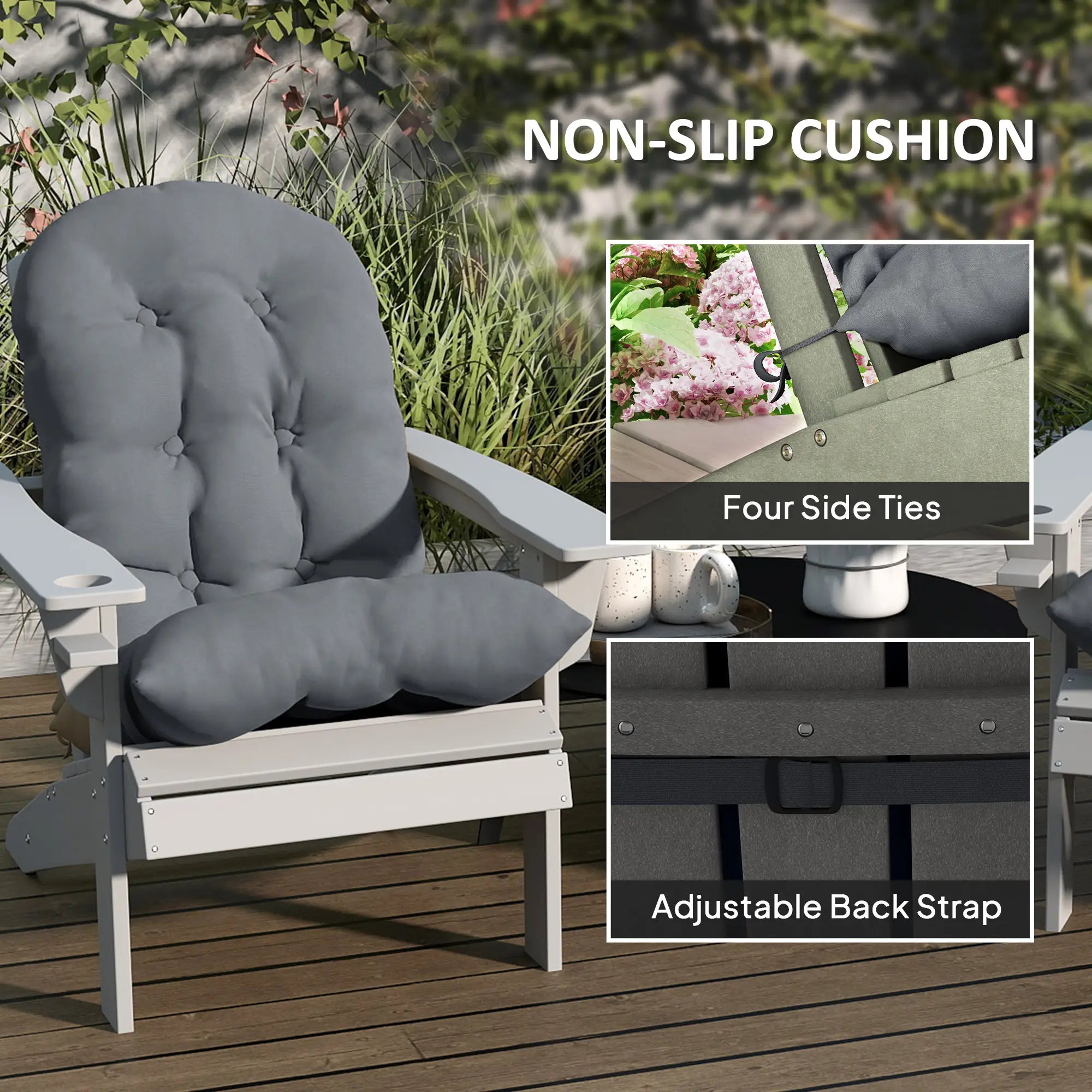 Adirondack Chair Cushions Set of 2, Grey Patio Chair Cushions at Gallery Canada