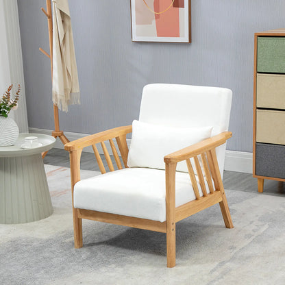 Upholstered Lounge Chair, Rubber Wood Frame, White Accent Chairs at Gallery Canada