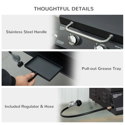 2 Burner Propane Gas Grill, Portable Tabletop BBQ, Black Propane Gas Grills at Gallery Canada