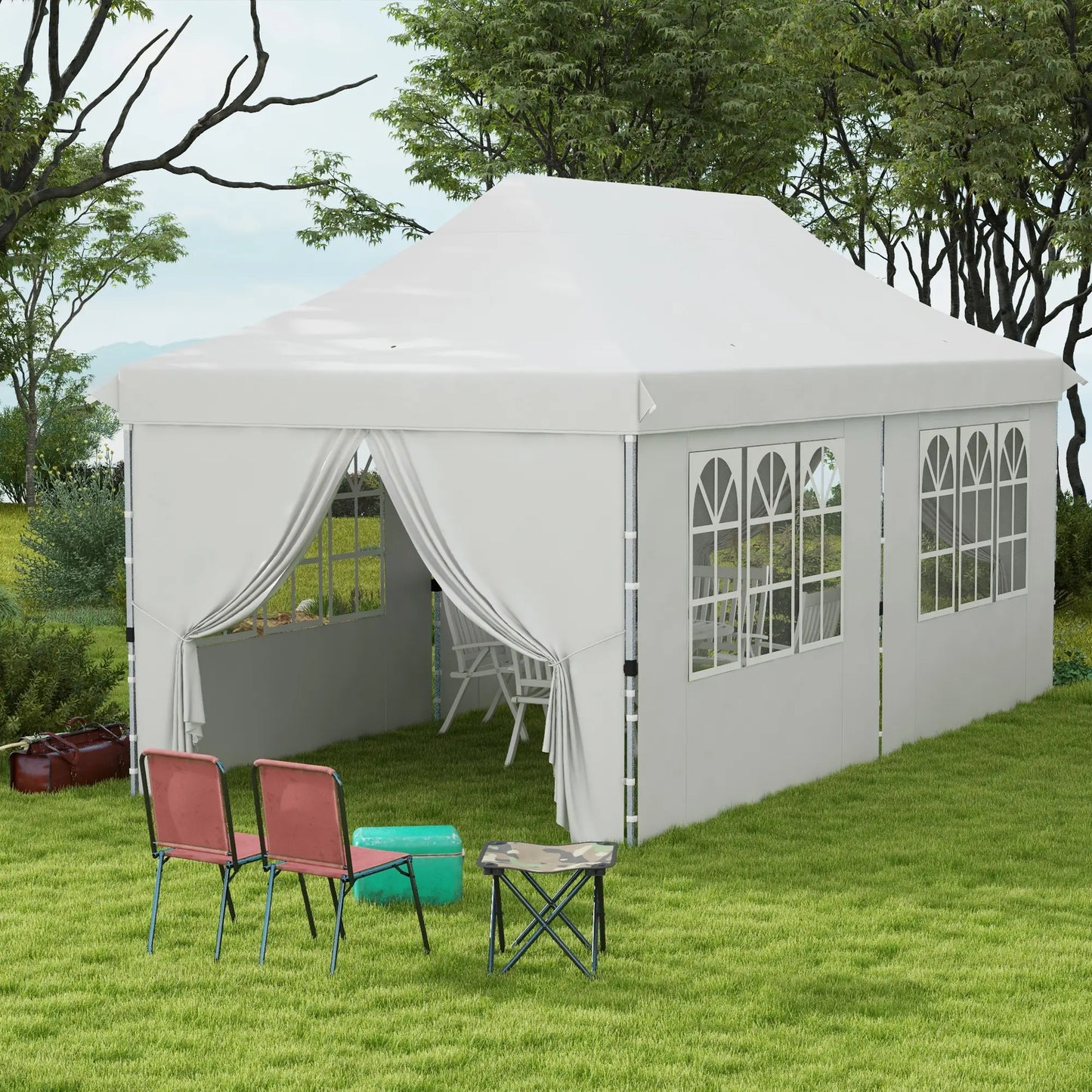20x10 Pop Up Canopy, 6 Removable Sidewalls, Carry Bag, White Pop Up Canopies at Gallery Canada