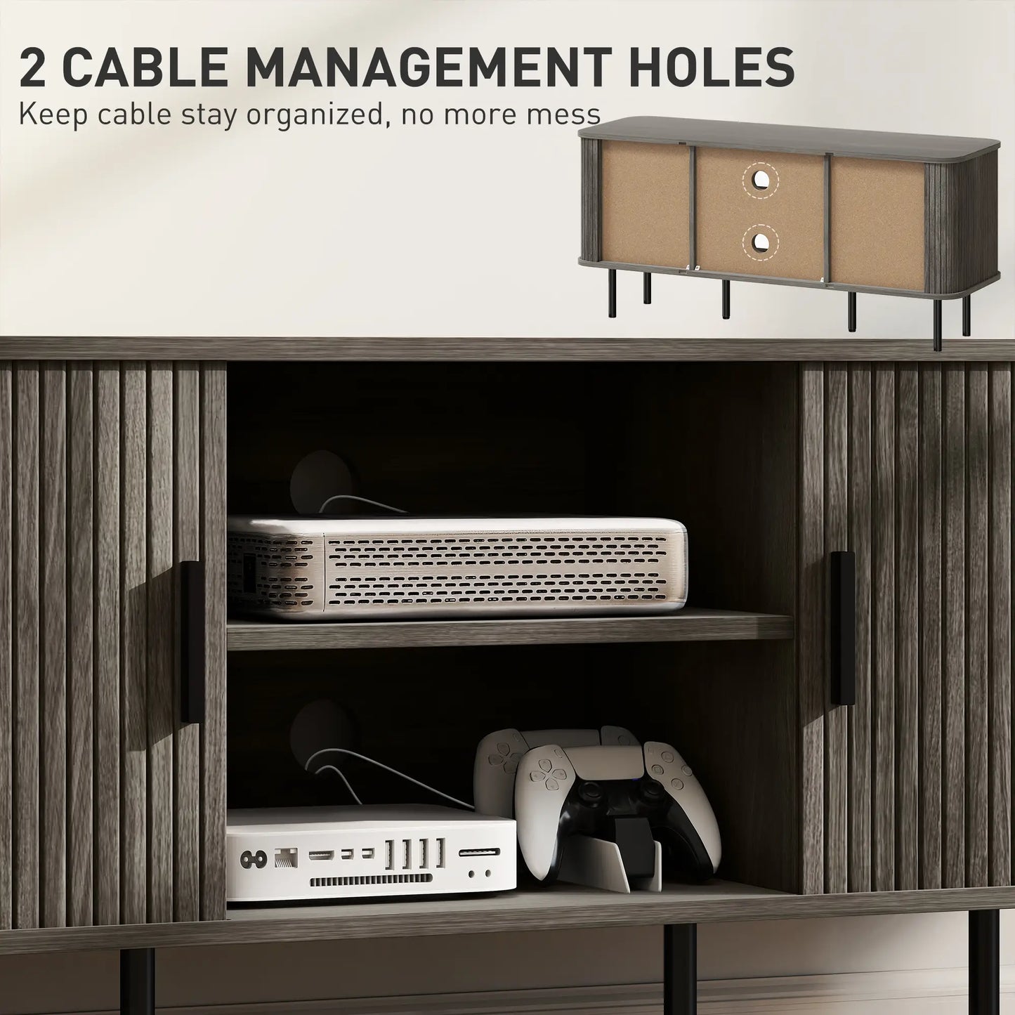 TV Stand For 55 Inches, Storage Shelves And Cabinets, Grey TV Stands at Gallery Canada