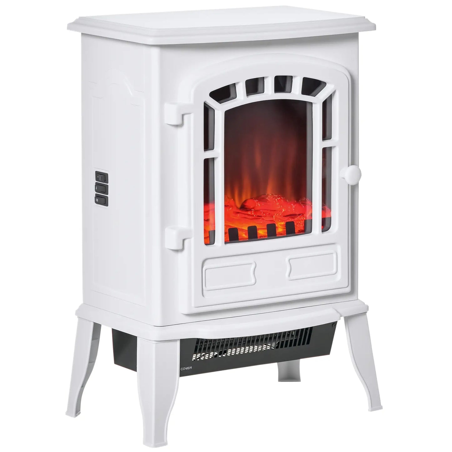 Electric Fireplace Heater, Freestanding Stove, Realistic Flame, Overheat Protection, 750W/1500W, White Electric Fireplaces at Gallery Canada