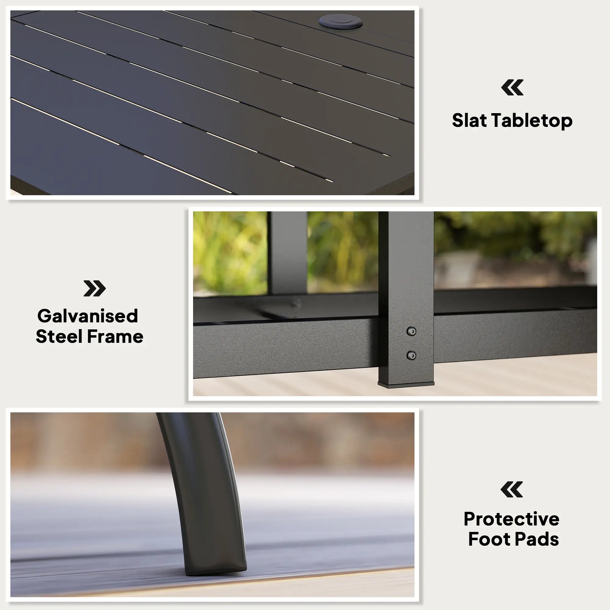 Rectangle Patio Dining Table, Outdoor for 6, Steel Frame, Black Patio Dinning Tables at Gallery Canada