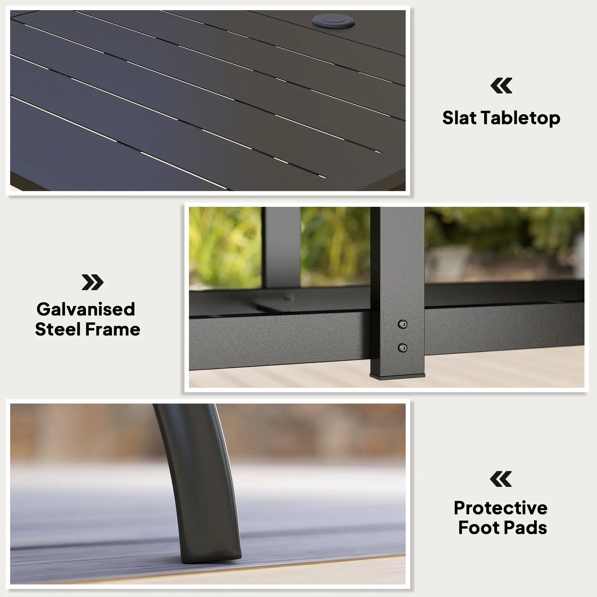 Rectangle Patio Dining Table, Outdoor for 6, Steel Frame, Black Patio Dinning Tables at Gallery Canada