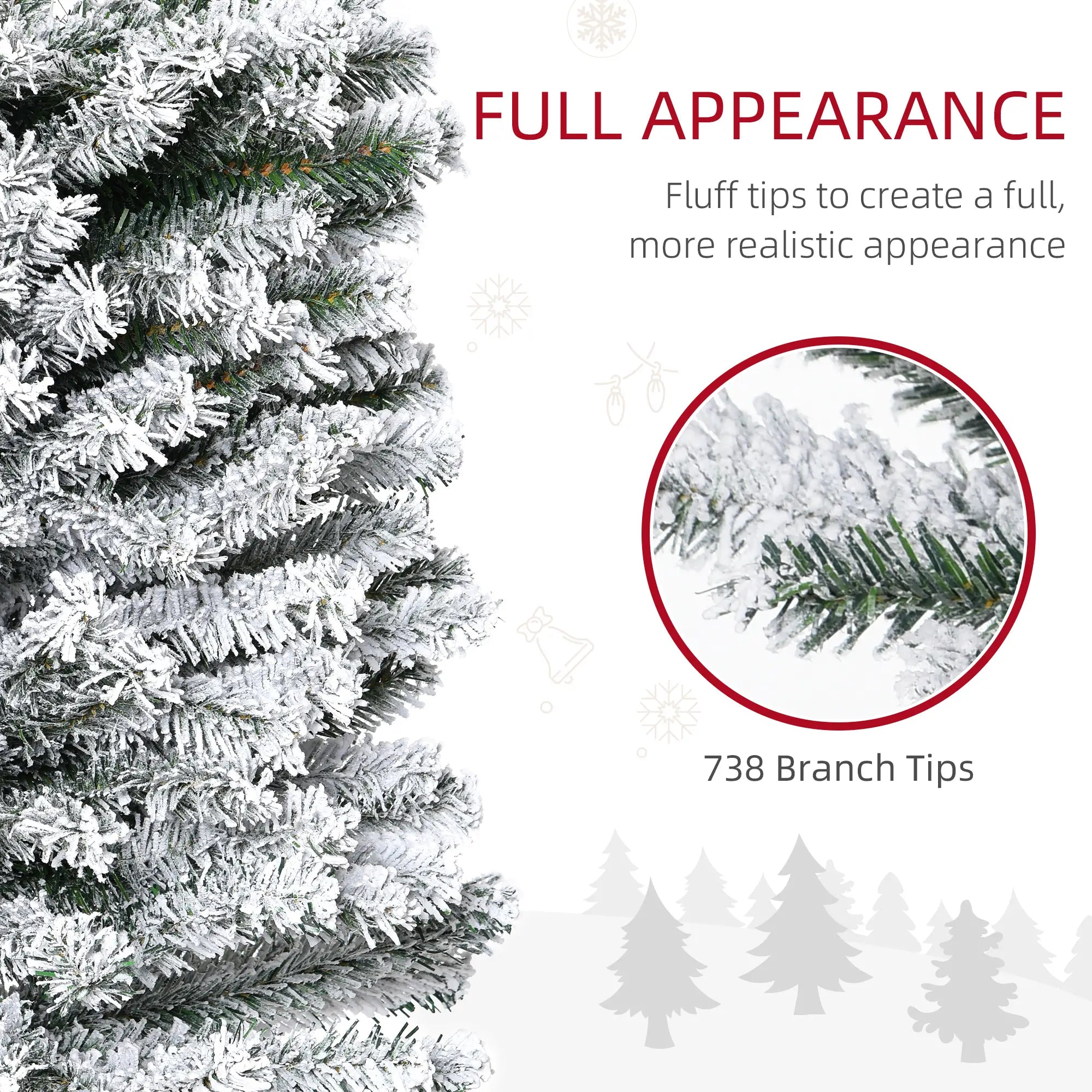 7.5ft Flocked Pencil Christmas Tree, Realistic Tips, Green Pencil Christmas Trees at Gallery Canada