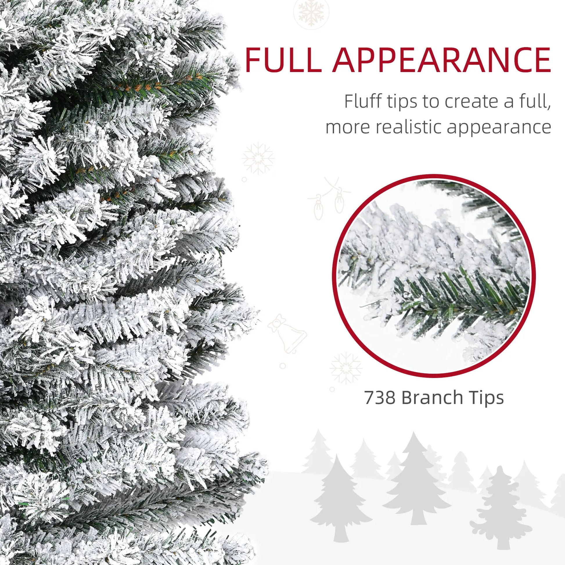 7.5ft Flocked Pencil Christmas Tree, Realistic Tips, Green Pencil Christmas Trees at Gallery Canada