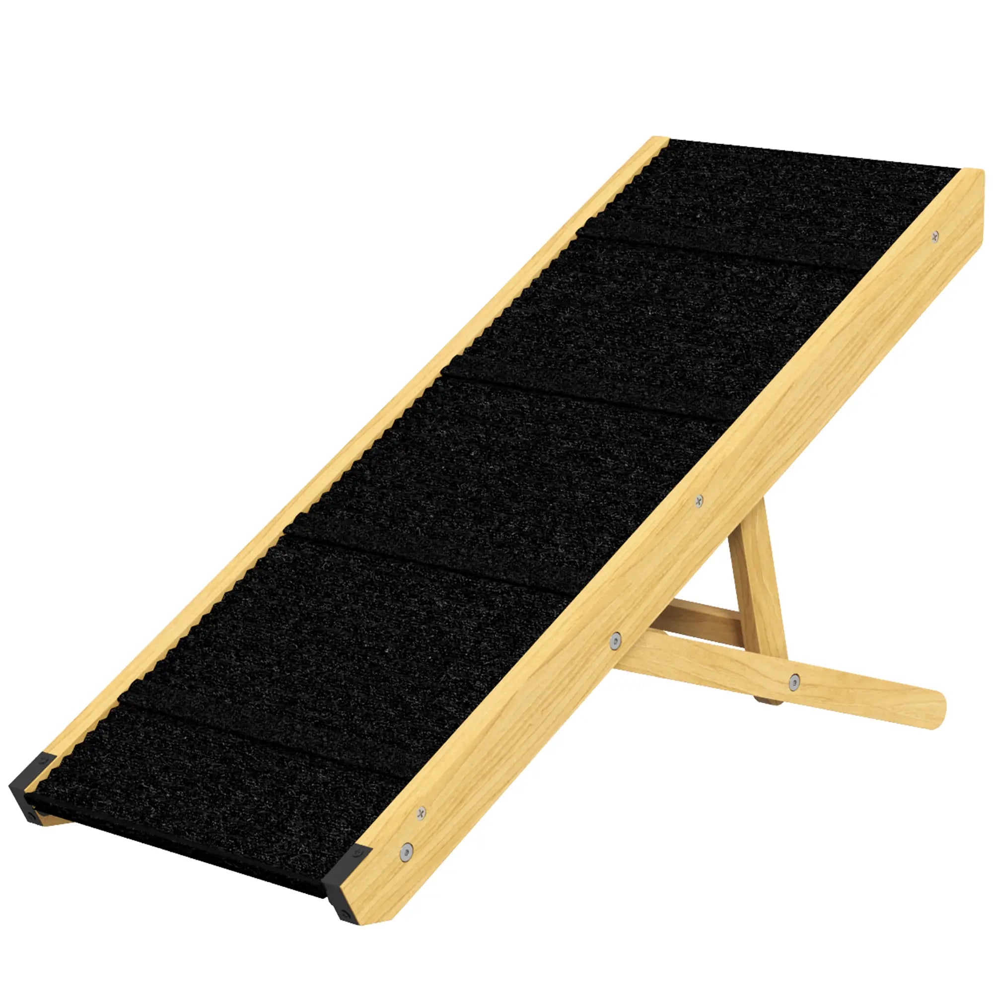 33 Foldable Dog Ramp, 4-Level Adjustable, Natural Wood Dog Stairs Natural Wood, Black at Gallery Canada