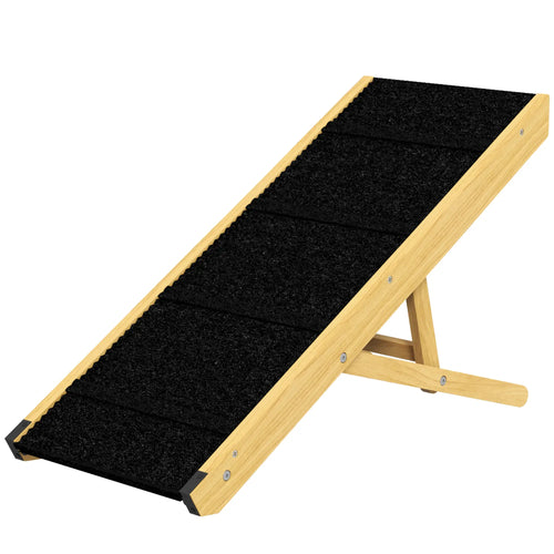 33 Foldable Dog Ramp, 4-Level Adjustable, Natural Wood