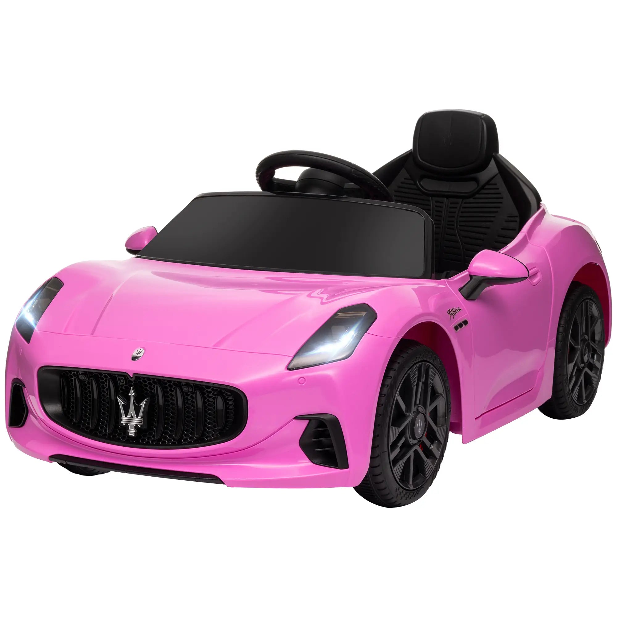 12V Maserati Gran Turismo Licensed Kids Electric Car w/ Remote Control, Soft Start, LED Lights, Music, Horn, MP3, Pink Electric Toy Cars Pink at Gallery Canada