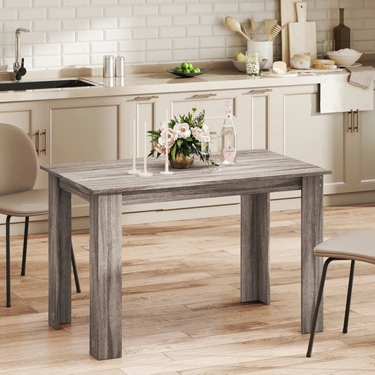 47" Kitchen Table for 4-6 People, Wood Effect, Light Grey