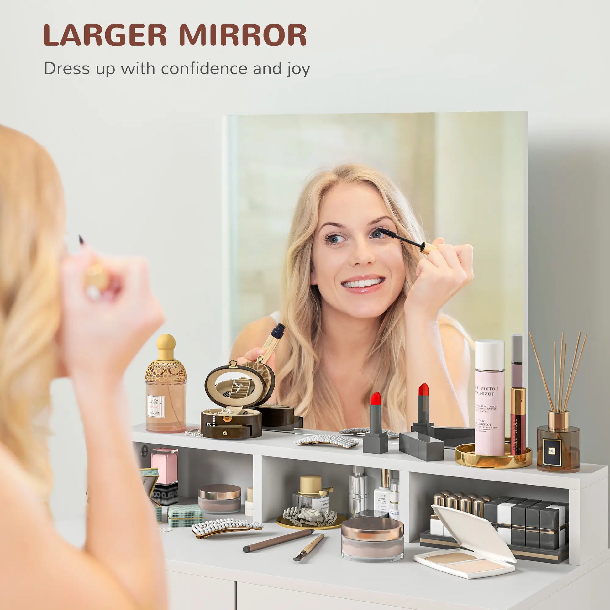 Modern Makeup Vanity Desk with Mirror, Drawers, White Dressing & Vanity Tables at Gallery Canada