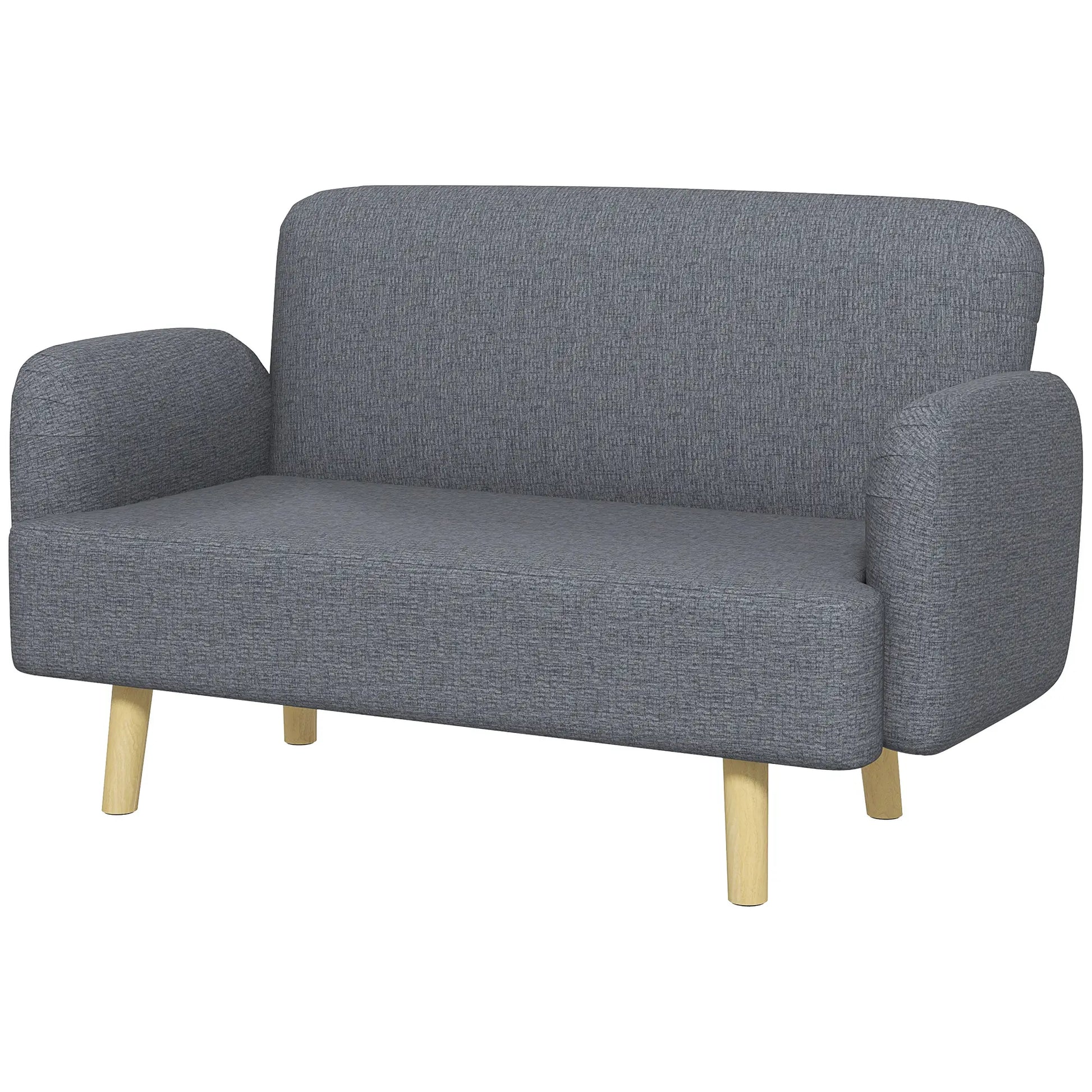 Velvet Fabric 2 Seater Sofa, Small Loveseat 8.3" Thick, Grey 2-Seater Sofas Grey at Gallery Canada