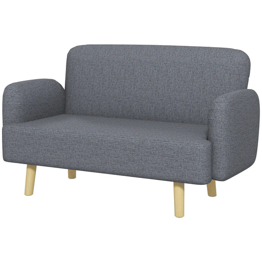 Velvet Fabric 2 Seater Sofa, Small Loveseat 8.3" Thick, Grey 2-Seater Sofas Grey at Gallery Canada