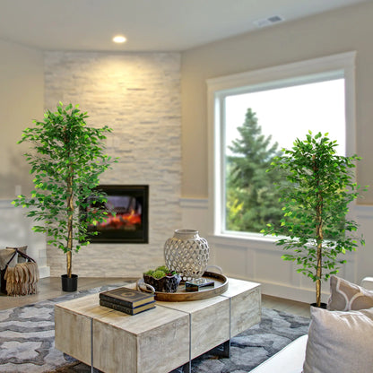 Set of 2 6ft Artificial Ficus Trees, Indoor Fake Plants with Pot Artificial Trees at Gallery Canada