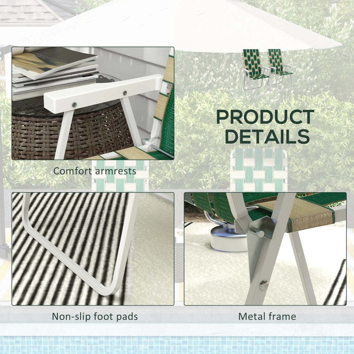 Folding Patio Chairs, Portable Set With Armrests, Green Patio Chairs at Gallery Canada